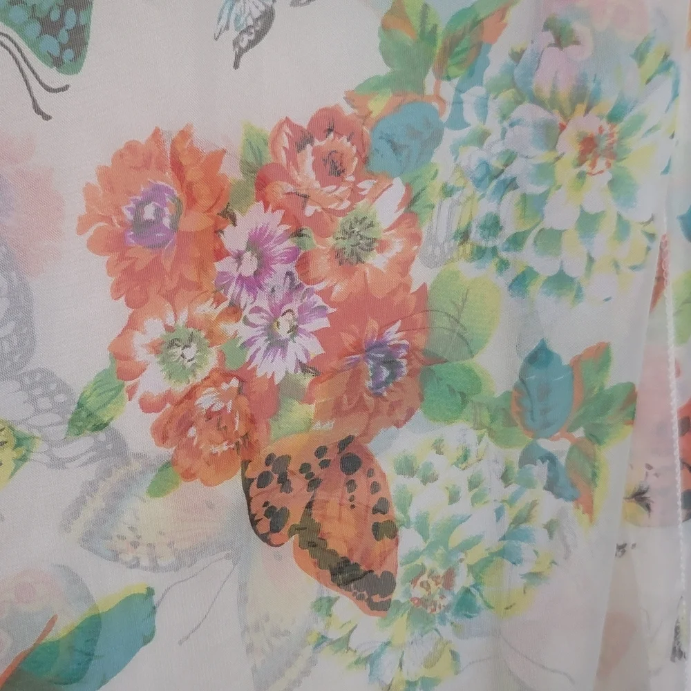 Scarf Floral Butterfly Print Scarf Flowers Beautiful Cottagecore Naturecore